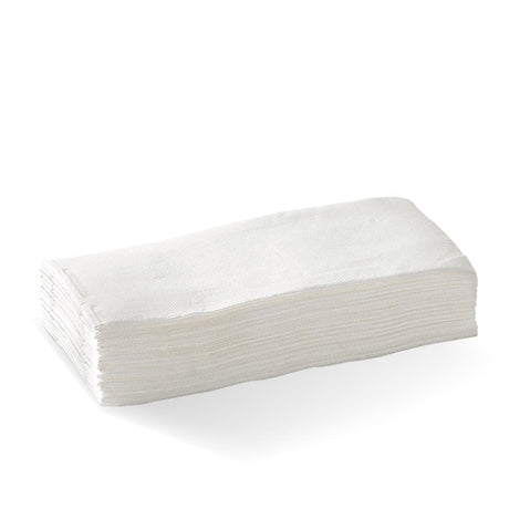Diner Napkin - White, 1-8 Fold, Quilted, 2ply (Box of 1000) from BioPak. Compostable, made out of FSC Pulp and sold in boxes of 1. Hospitality quality at wholesale price with The Flying Fork!