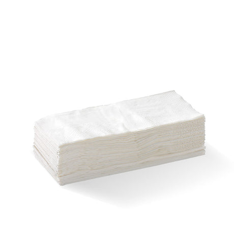 Lunch Napkin - White, 1-8 Fold,1ply (Box of 3000) from BioPak. Compostable, made out of FSC Pulp and sold in boxes of 1. Hospitality quality at wholesale price with The Flying Fork!