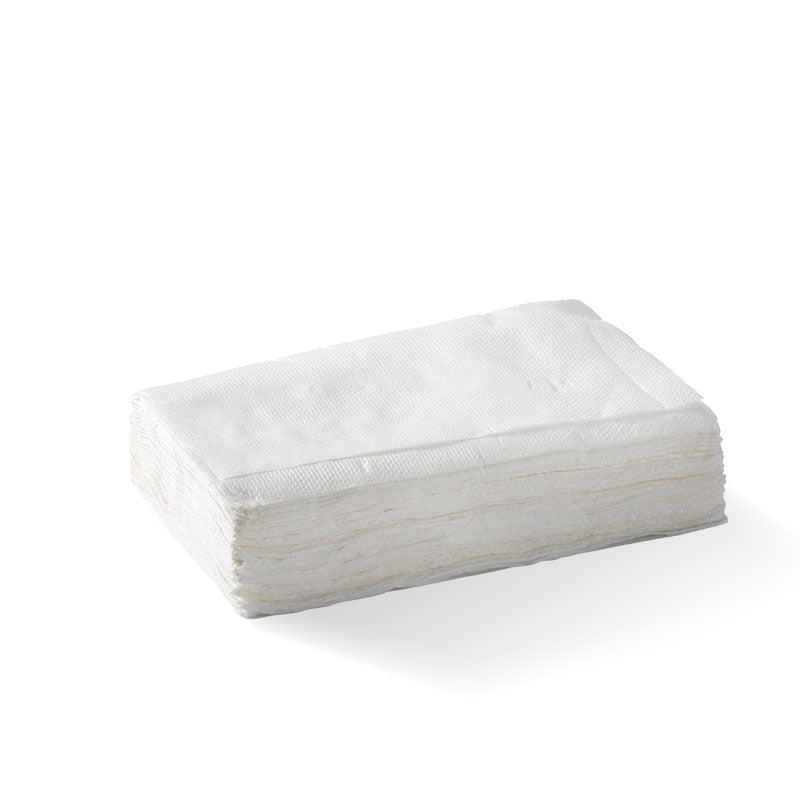 Compact Dispenser Napkin - White, 1ply, E Fold (Box of 5000) from BioPak. Compostable, made out of FSC Pulp and sold in boxes of 1. Hospitality quality at wholesale price with The Flying Fork!