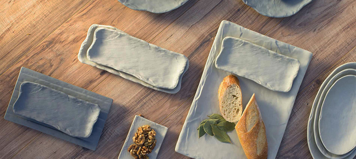 Large Rectangular Pebble Platter, 280x190mm: Pack of 6