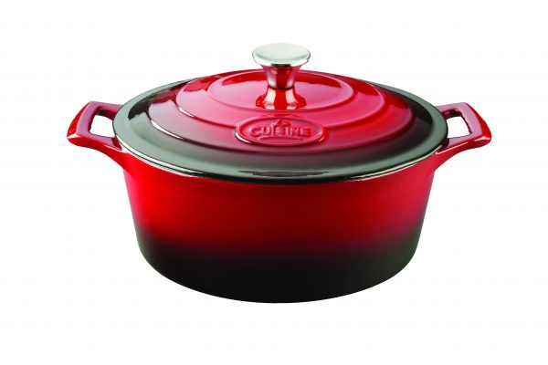 Round Deep Casserole - 280mm, 6.0lt, Pro Series, Red from La Cuisine. Sold in boxes of 1. Hospitality quality at wholesale price with The Flying Fork!