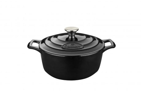 Round Deep Casserole - 260mm, 4.75lt, Pro Series, Black from La Cuisine. Sold in boxes of 1. Hospitality quality at wholesale price with The Flying Fork!