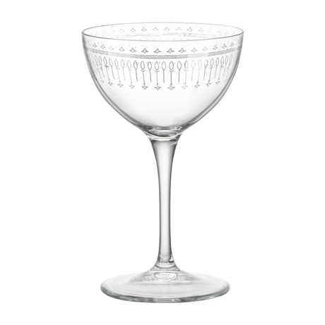 Bartender Art Deco' Martini 240Ml from Bormioli Rocco. Fine rim, made out of Glass and sold in boxes of 6. Hospitality quality at wholesale price with The Flying Fork!