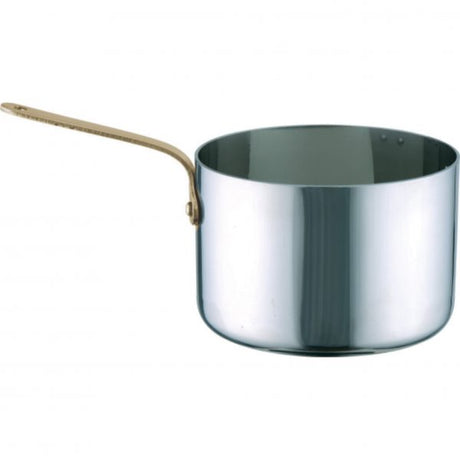 Saucepan With Brass Handle - 350ml, 90x60mm, Miniatures from Chef Inox. made out of 18/10 Stainless steel and sold in boxes of 4. Hospitality quality at wholesale price with The Flying Fork!