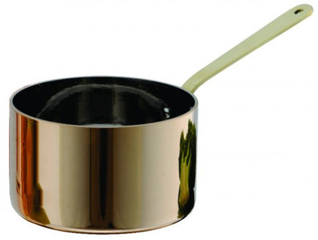 Saucepan With Brass Handle - 840ml, 120x75mm, Miniatures, Copper from Chef Inox. made out of Copper and sold in boxes of 2. Hospitality quality at wholesale price with The Flying Fork!