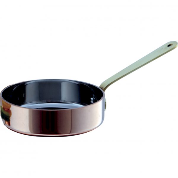 Frypan With Brass Handle - 390ml, 120x35mm,Miniatures, Copper from Chef Inox. made out of Copper and sold in boxes of 4. Hospitality quality at wholesale price with The Flying Fork!