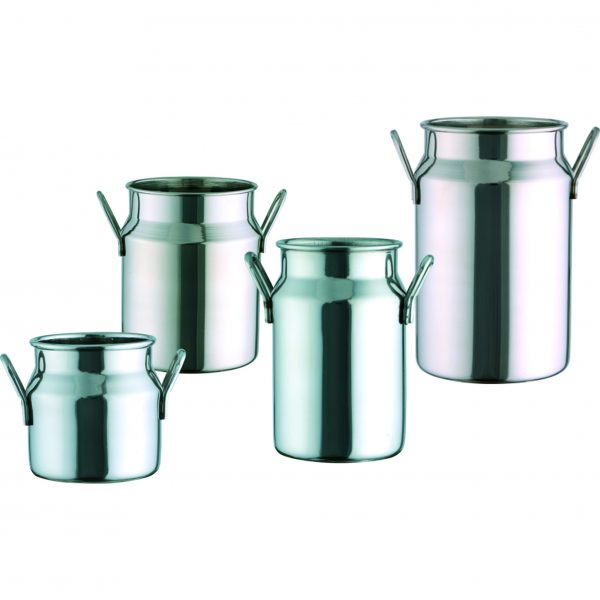 Milk-Sauce Serving Churn - 150ml, Miniatures from Chef Inox. made out of 18/10 Stainless steel and sold in boxes of 4. Hospitality quality at wholesale price with The Flying Fork!