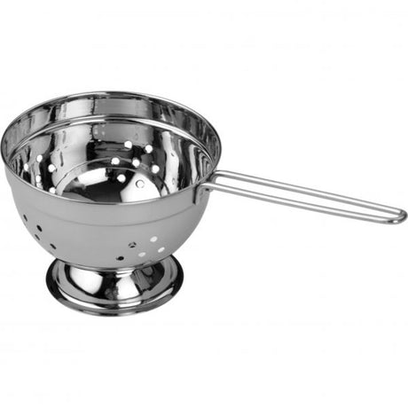 Colander With Long Handle - 120x80mm, Miniatures from Chef Inox. made out of 18/10 Stainless steel and sold in boxes of 4. Hospitality quality at wholesale price with The Flying Fork!