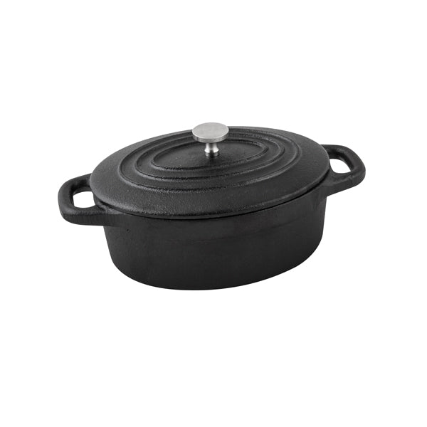 Mini Oval Casserole - Cast Iron, 125 x 50mm from Moda. Sold in boxes of 1. Hospitality quality at wholesale price with The Flying Fork!