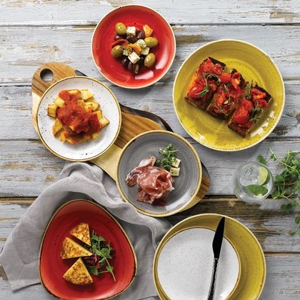 Round Plate - 288mm, Mustard Seed Yellow, Stonecast: Pack of 12