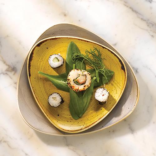 Triangular Plate - 229mm, Mustard Seed Yellow, Stonecast: Pack of 12