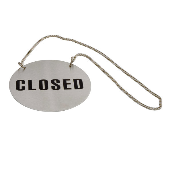 Open-Close Sign - 18-10, W-Chain from TheFlyingFork. Sold in boxes of 1. Hospitality quality at wholesale price with The Flying Fork!