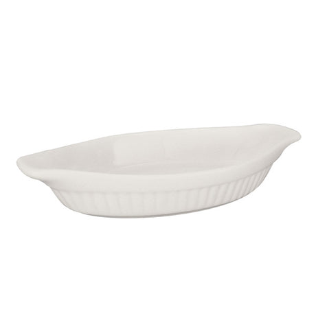 Oval Au Gratin - Ribbed, 250mm-350ml from Basics. Sold in boxes of 24. Hospitality quality at wholesale price with The Flying Fork!