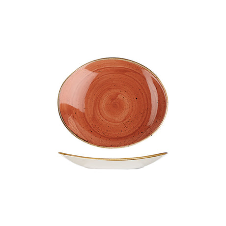 Oval Coupe Plate - 192x163mm, Spiced Orange, Stonecast from Churchill. Vitrified, made out of Porcelain and sold in boxes of 6. Hospitality quality at wholesale price with The Flying Fork!