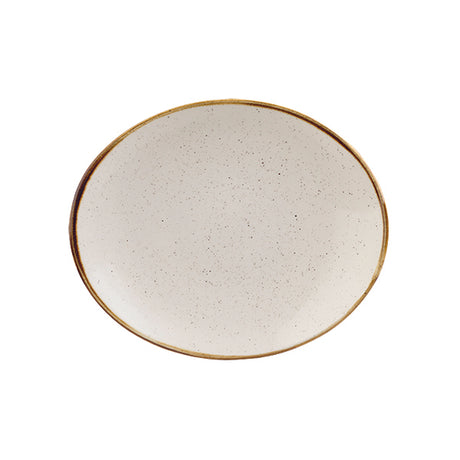 Oval Plate - 192mm, Barley White, Stonecast from Churchill. Vitrified, made out of Porcelain and sold in boxes of 6. Hospitality quality at wholesale price with The Flying Fork!