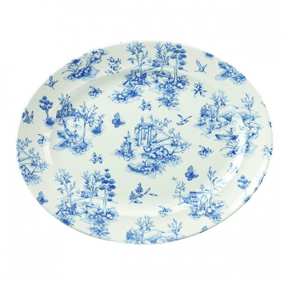 Oval Plate - Wide Rim, Toile, Prague, 365mm from Churchill. Sold in boxes of 6. Hospitality quality at wholesale price with The Flying Fork!