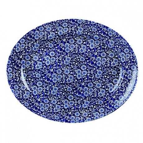 Oval Plate - Wide Rim, Victorian Calico, Willow, 365mm from Churchill. made out of Porcelain and sold in boxes of 6. Hospitality quality at wholesale price with The Flying Fork!