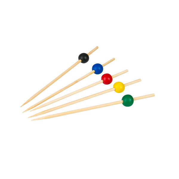 Party Pick - Bamboo, Assorted Colours, 125mm from TheFlyingFork. Sold in boxes of 12 Packs. Hospitality quality at wholesale price with The Flying Fork!