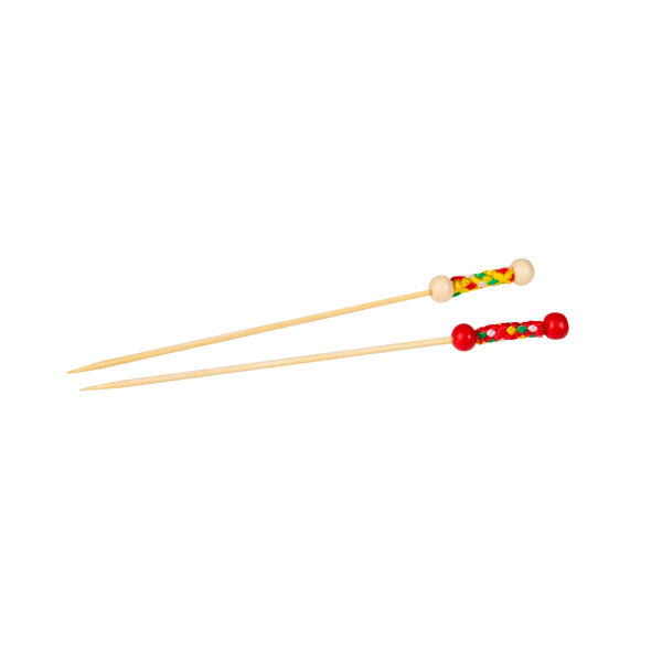 Party Pick - Bamboo, Colours Ends, 120mm from TheFlyingFork. Sold in boxes of 12 Packs. Hospitality quality at wholesale price with The Flying Fork!