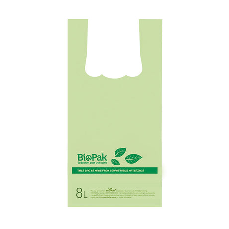 Bioplastic Checkout Bag - 8L (Box of 2000) from BioPak. Compostable, made out of Bioplastic and sold in boxes of 1. Hospitality quality at wholesale price with The Flying Fork!