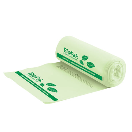 Bioplastic Bin Liner - 240L (Box of 144) from BioPak. Compostable, made out of Bioplastic and sold in boxes of 1. Hospitality quality at wholesale price with The Flying Fork!