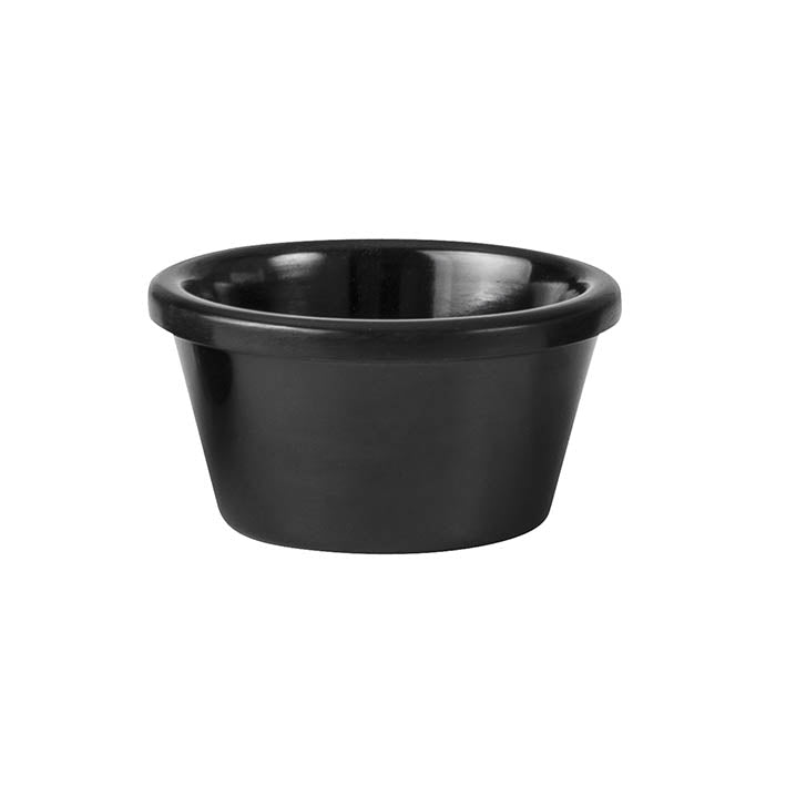 Ramekin - Black, 72 x 40mm-60ml from Ryner Melamine. Sold in boxes of 72. Hospitality quality at wholesale price with The Flying Fork!