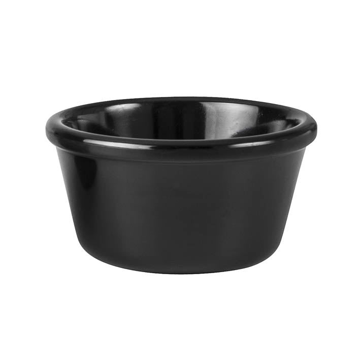 Ramekin - Black, 85 x 50mm-120ml from Ryner Melamine. Sold in boxes of 72. Hospitality quality at wholesale price with The Flying Fork!