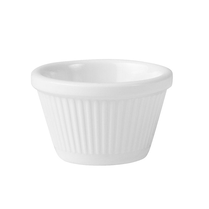 Ramekin - White, 63 x 40mm-45ml, Fluted from Ryner Melamine. Sold in boxes of 72. Hospitality quality at wholesale price with The Flying Fork!