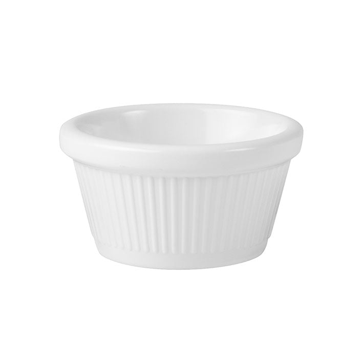 Ramekin - White, 72 x 40mm-60ml, Fluted from Ryner Melamine. made out of Melamine and sold in boxes of 72. Hospitality quality at wholesale price with The Flying Fork!