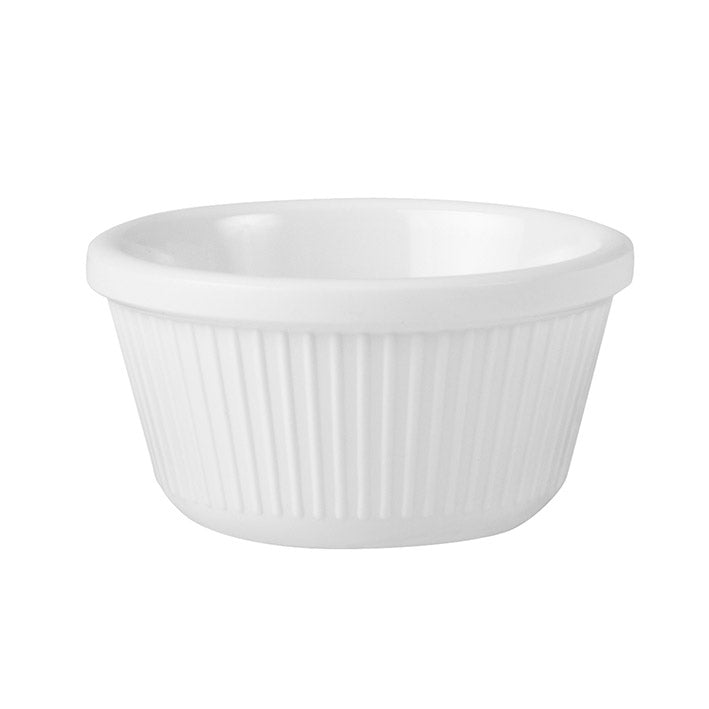 Ramekin - White, 80 x 45mm-90ml, Fluted from Ryner Melamine. made out of Melamine and sold in boxes of 72. Hospitality quality at wholesale price with The Flying Fork!