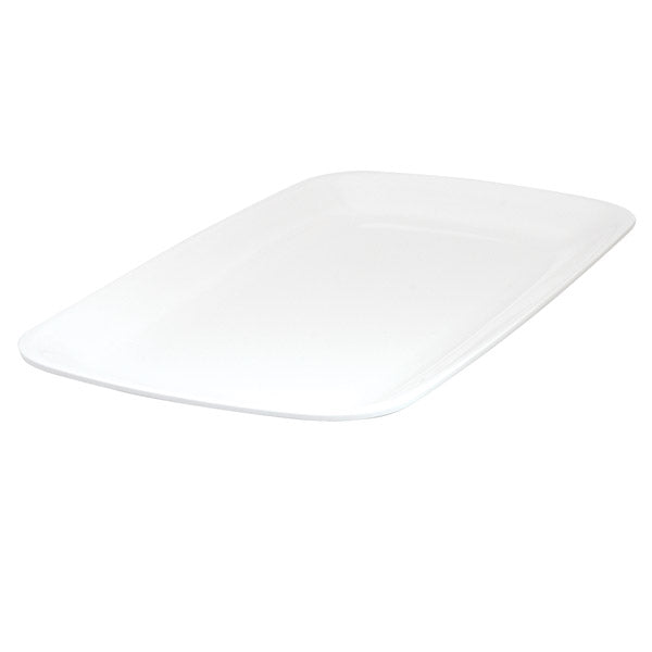 Rect. Platter - Coupe, White, 305 x 205mm from Ryner Melamine. Sold in boxes of 6. Hospitality quality at wholesale price with The Flying Fork!