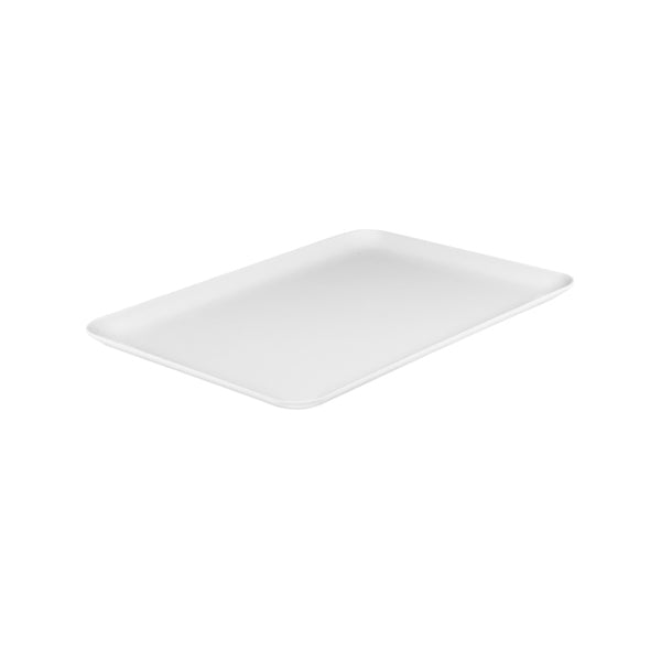 Rect. Platter - Coupe, White, 290 x 200mm from Ryner Melamine. Sold in boxes of 6. Hospitality quality at wholesale price with The Flying Fork!