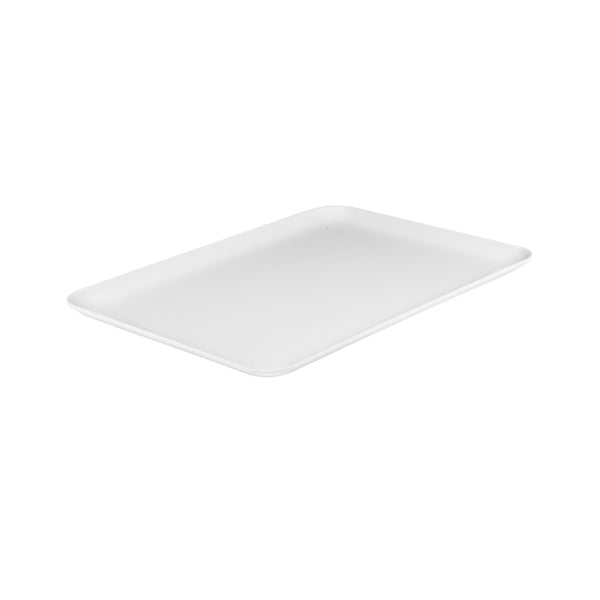 Rect. Platter - Coupe, White, 330 x 230mm from Ryner Melamine. Sold in boxes of 6. Hospitality quality at wholesale price with The Flying Fork!