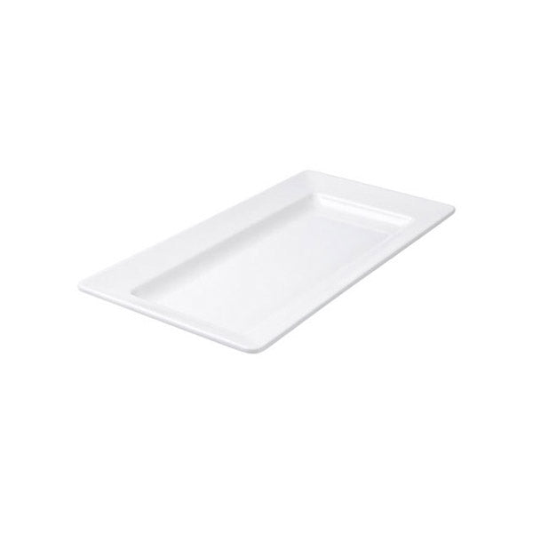 Rect. Platter - Wide Rim, White, 360 x 205mm from Ryner Melamine. Sold in boxes of 3. Hospitality quality at wholesale price with The Flying Fork!