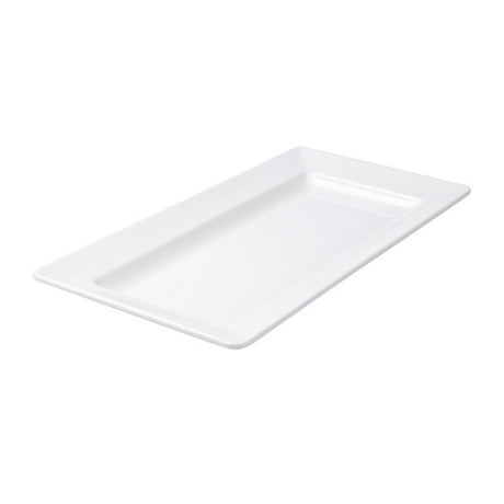 Rectangular Platter - Wide Rim, White, 560 x 322mm from Ryner Melamine. made out of Melamine and sold in boxes of 3. Hospitality quality at wholesale price with The Flying Fork!