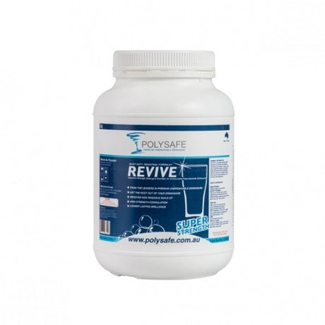 Polyclean Revive Polycarbonate Glass Soaker 2.5Kg from Polysafe. Sold in boxes of 1. Hospitality quality at wholesale price with The Flying Fork!