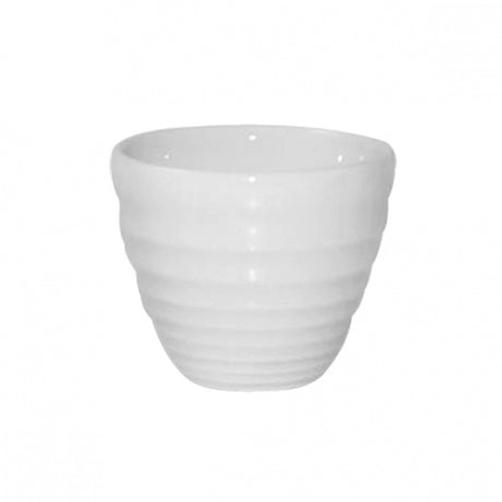Ripple Sauce Pot - 57ml, White, Bit On The Side from Churchill. Ribbed, made out of Porcelain and sold in boxes of 12. Hospitality quality at wholesale price with The Flying Fork!