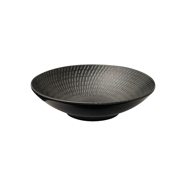 Round Bowl - 145mm, Black Swirl from Luzerne. Textured, made out of Ceramic and sold in boxes of 6. Hospitality quality at wholesale price with The Flying Fork!