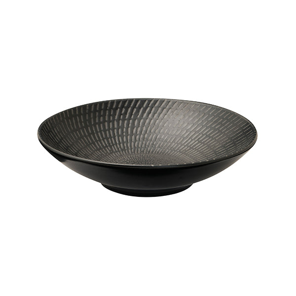 Round Bowl - 190mm, Black Swirl from Luzerne. Textured, made out of Ceramic and sold in boxes of 6. Hospitality quality at wholesale price with The Flying Fork!