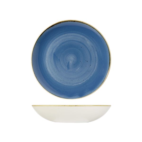 Round Coupe Bowl - 248mm, Cornflower Blue, Stonecast from Churchill. made out of Porcelain and sold in boxes of 6. Hospitality quality at wholesale price with The Flying Fork!