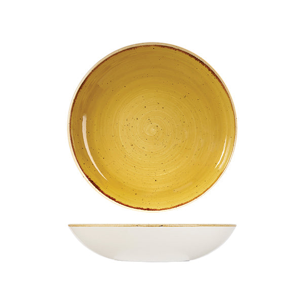 Round Bowl - 248mm, Mustard Seed Yellow, Stonecast from Churchill. made out of Porcelain and sold in boxes of 6. Hospitality quality at wholesale price with The Flying Fork!