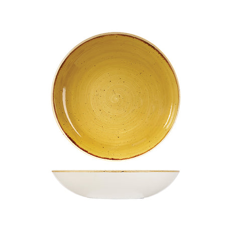 Round Bowl - 248mm, Mustard Seed Yellow, Stonecast from Churchill. made out of Porcelain and sold in boxes of 6. Hospitality quality at wholesale price with The Flying Fork!