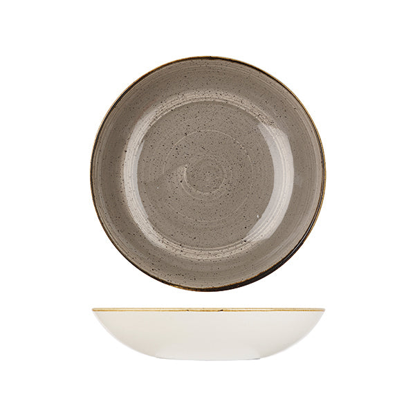Round Coupe Bowl - 248mm, Peppercorn grey, Stonecast from Churchill. made out of Porcelain and sold in boxes of 6. Hospitality quality at wholesale price with The Flying Fork!