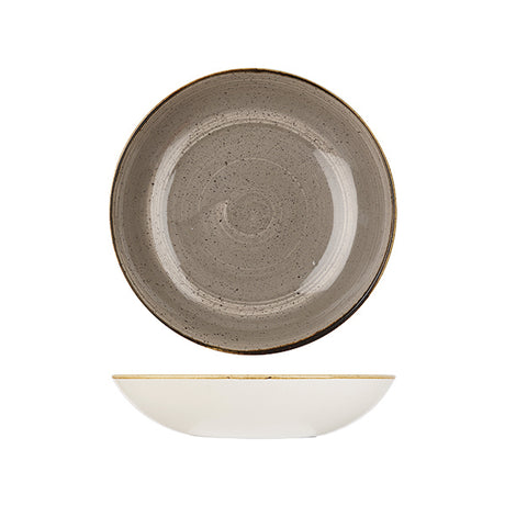 Round Coupe Bowl - 248mm, Peppercorn grey, Stonecast from Churchill. made out of Porcelain and sold in boxes of 6. Hospitality quality at wholesale price with The Flying Fork!
