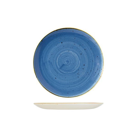 Round Plate - 217mm, Cornflower Blue, Stonecast from Churchill. Vitrified, made out of Porcelain and sold in boxes of 6. Hospitality quality at wholesale price with The Flying Fork!