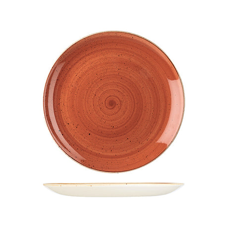 Round Coupe Plate - 260mm, Spiced Orange, Stonecast from Churchill. Vitrified, made out of Porcelain and sold in boxes of 6. Hospitality quality at wholesale price with The Flying Fork!