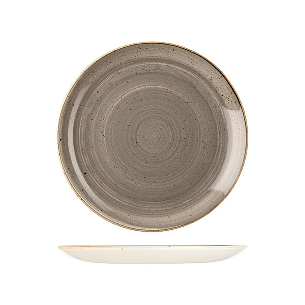 Round Plate - 260mm, Peppercorn Grey, Stonecast from Churchill. Vitrified, made out of Porcelain and sold in boxes of 6. Hospitality quality at wholesale price with The Flying Fork!