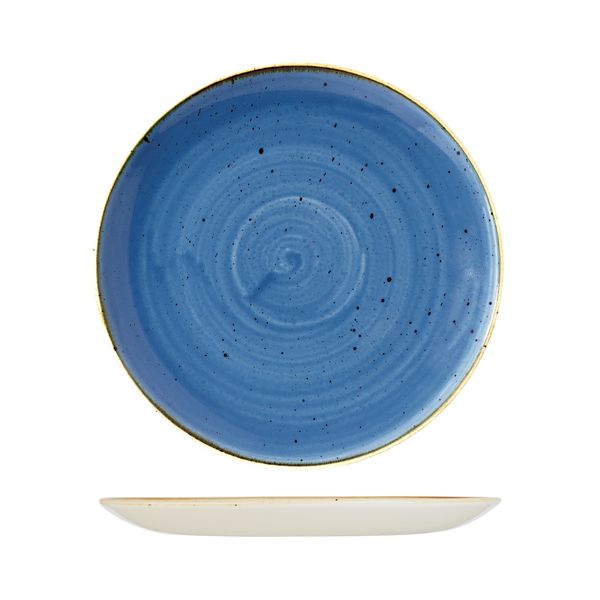 Round Plate - 288mm, Cornflower Blue, Stonecast from Churchill. Vitrified, made out of Porcelain and sold in boxes of 6. Hospitality quality at wholesale price with The Flying Fork!