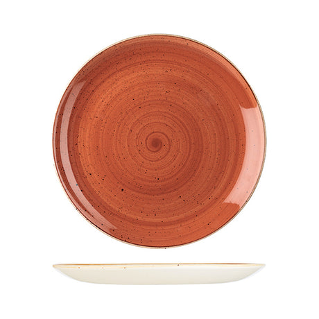 Round Plate - 288mm, Spiced Orange, stonecast from Churchill. Vitrified, made out of Porcelain and sold in boxes of 6. Hospitality quality at wholesale price with The Flying Fork!