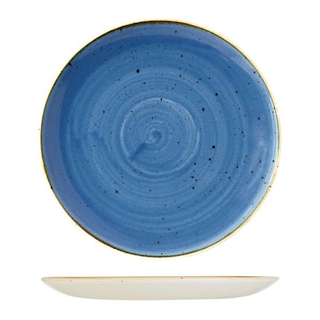 Round Plate - 324mm, Cornflower Blue, Stonecast from Churchill. Vitrified, made out of Porcelain and sold in boxes of 3. Hospitality quality at wholesale price with The Flying Fork!